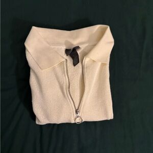 H&M Cream Zip-Up Collared Toweling Material Shirt